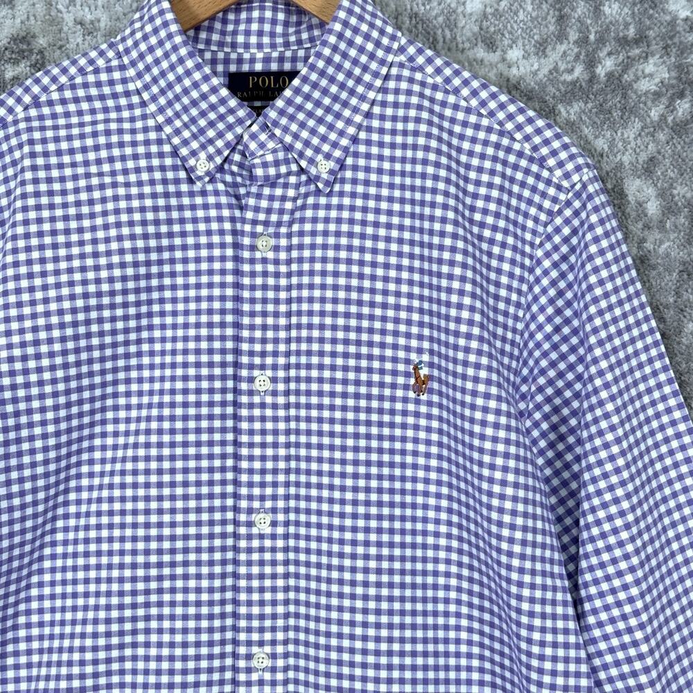 New Polo Ralph Lauren Shirt L Mens Classic Fit Plaid Oxford Button Flesh Pony